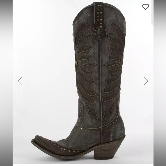 Liberty black butterfly inlay cowboy boots gray studded grafito bohemian gypsy - Picture 3 of 4